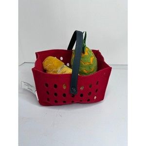IKEA Toys Red Shopping Basket with food